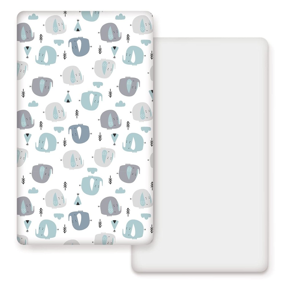 2 Pack Jersey Knit Fitted Crib Sheets, Ultra Soft, Cute Eelephant Pattern