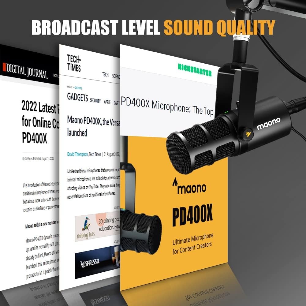 MAONO Dynamic Microphone, USB/XLR Podcast PC Microphone with Software, Black
