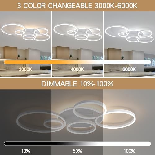 Modern LED Ceiling Light White Flush Mount White Ceiling Light, 6-light
