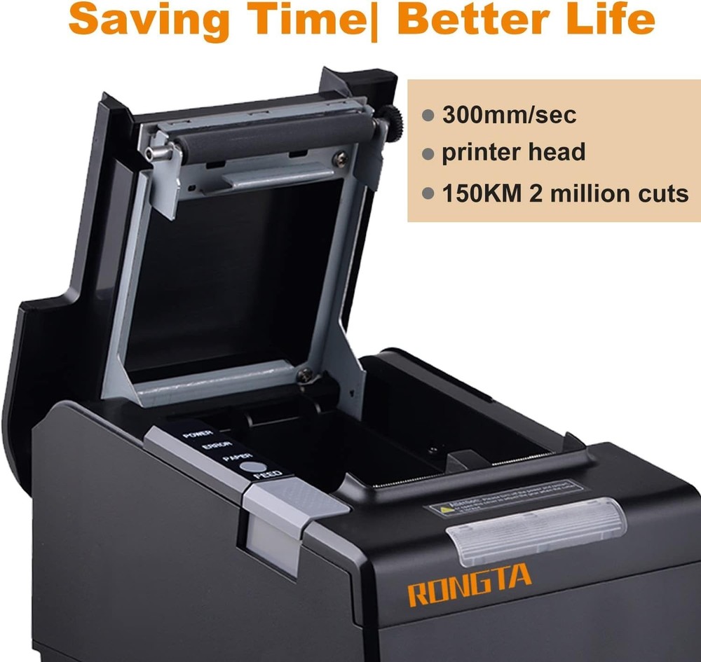 POS Printer, 80mm Thermal Receipt Printer, Restaurant Kitchen Printer with Au...