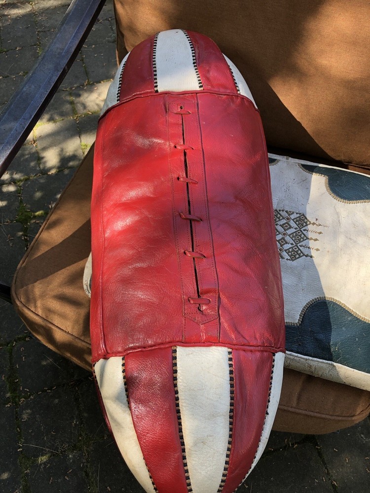 2 Antique Mid Eastern Leather Embroidery SADDLE Cushions