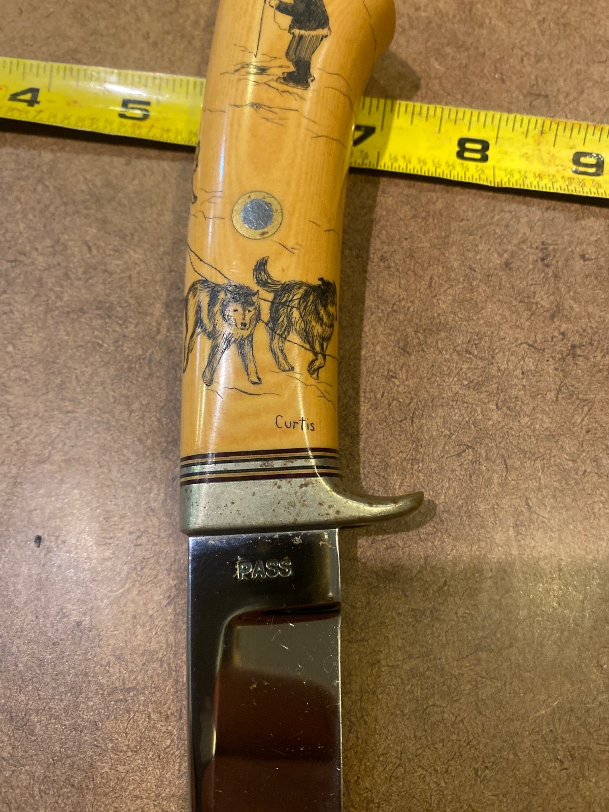 Vintage PASS hunting fishing hiking camping knife, used decorative