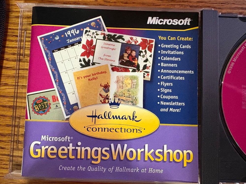 Microsoft Greetings Workshop Hallmark Quality CD Software (1996) Windows 95