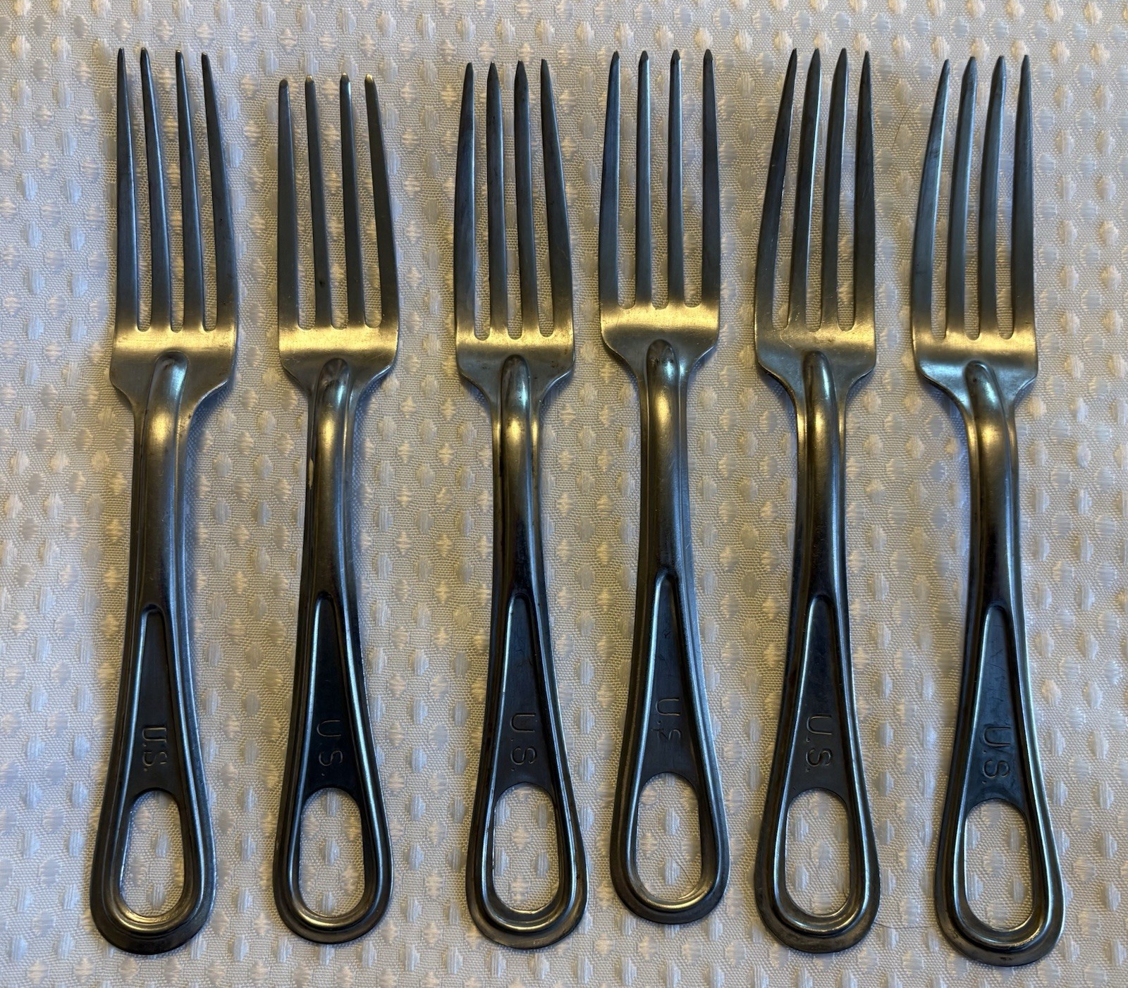 6 Vintage  U.S. Military Mess Stainless FORKS; Silco & More!