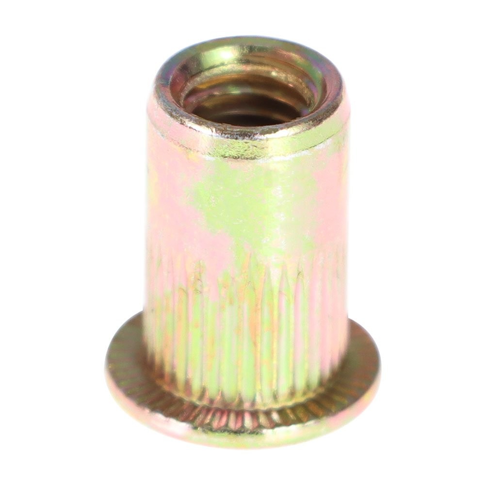 M6 Metric Carbon Steel Rivet Nut Flat Head Threaded Insert Nutsert 100 Pack