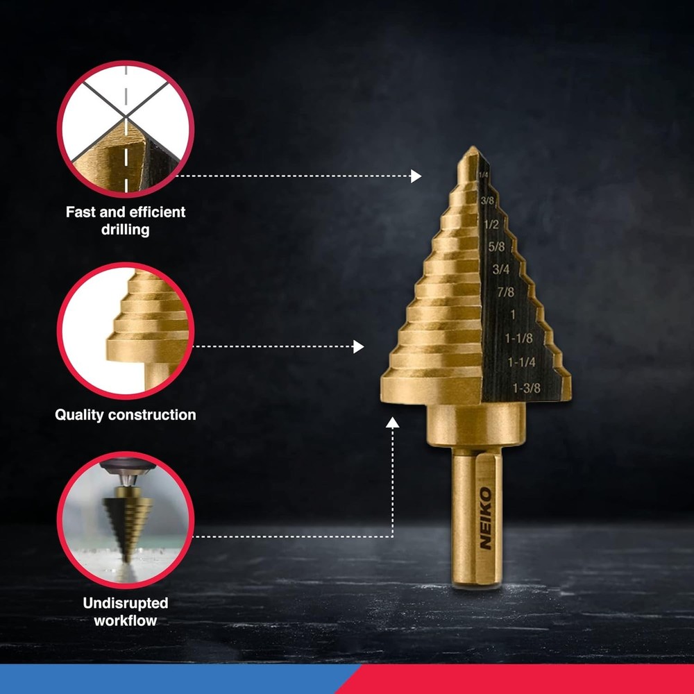 NEIKO 10197A Step Drill Bit Set 5 Pc Metal