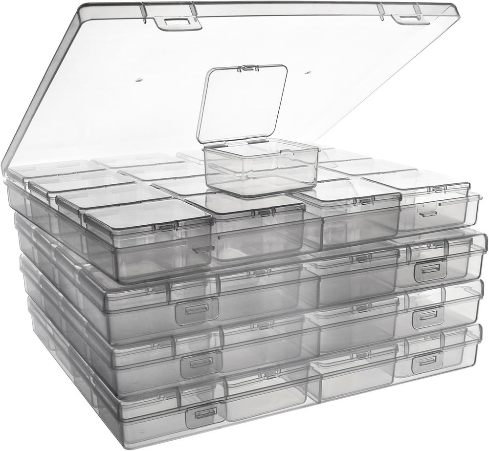 ZIIYAN Bead Storage Containers - 64 Clear Plastic Transparent 4 Pack