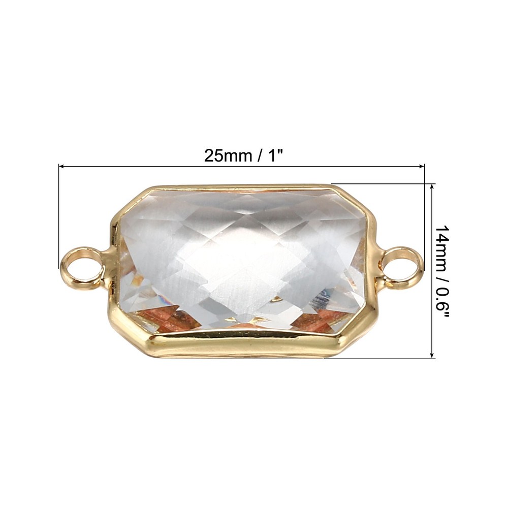 Birthstone Connector Link, 10Pcs Diamond Links Rectangle, White