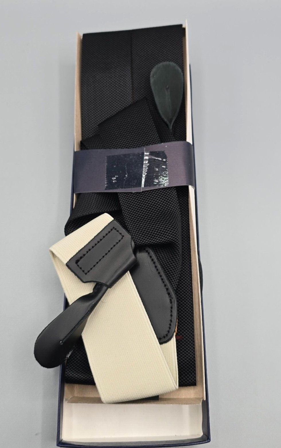 Brooks Brothers Suspenders Braces Mens Solid Black Silver Adjustable Nylon