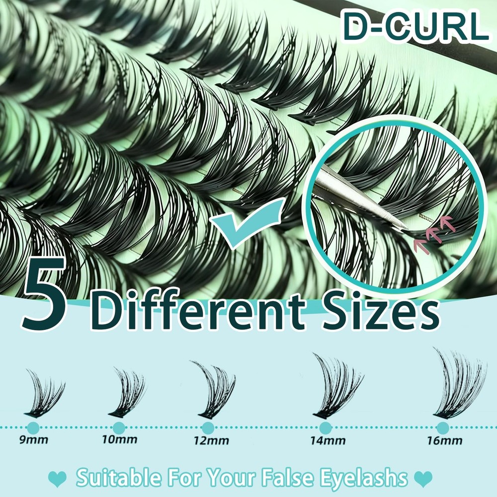 DIY Lash Extensions Kit - 640pc Wispy Clusters 9-16mm with Tools