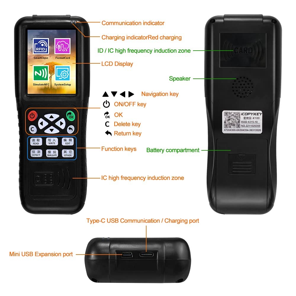 HERNAS RFID Reader Writer Duplicator, Multi Frequencies RFID Smart Card Progr...