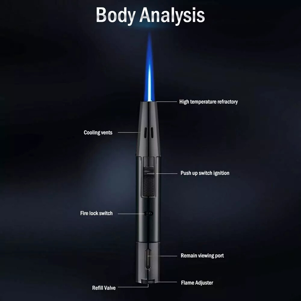 2PACK Jet Torch Butane Lighter Windproof Refillable Butane Lighter Adjustable
