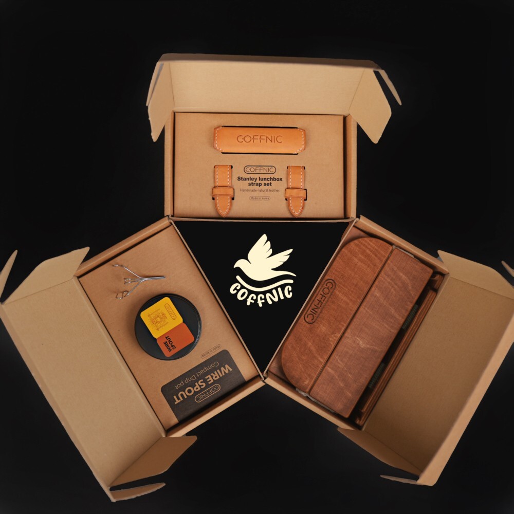 COFFNIC SET(Wire Spout, Leather Strap, Wood table top)