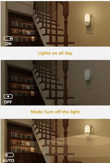 Motion Sensor LED Night Light 2-Pack Automatic Plug-In for Safety Convenience