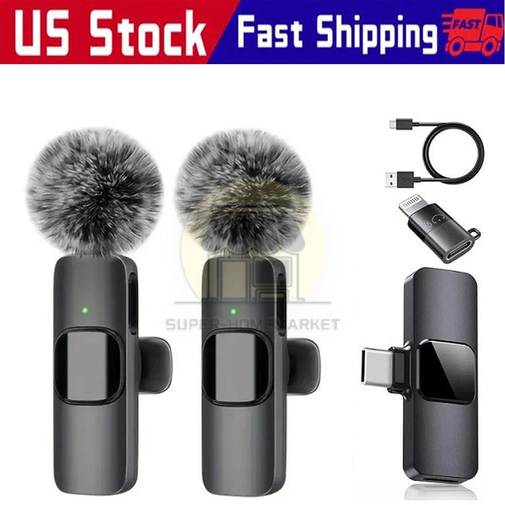 Wireless Microphone Mini Mic for iPhone/Android Phone, LED Display Lavalier Mic