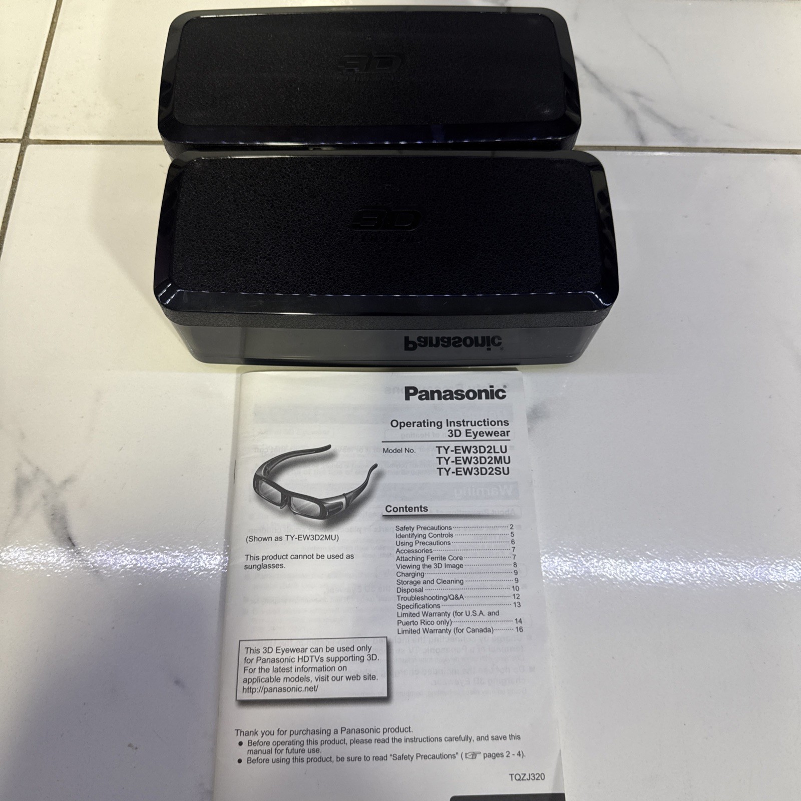 Panasonic TY-EW3D2M 3D Active Shutter Glasses Full HD W/USB Charger cable & Case