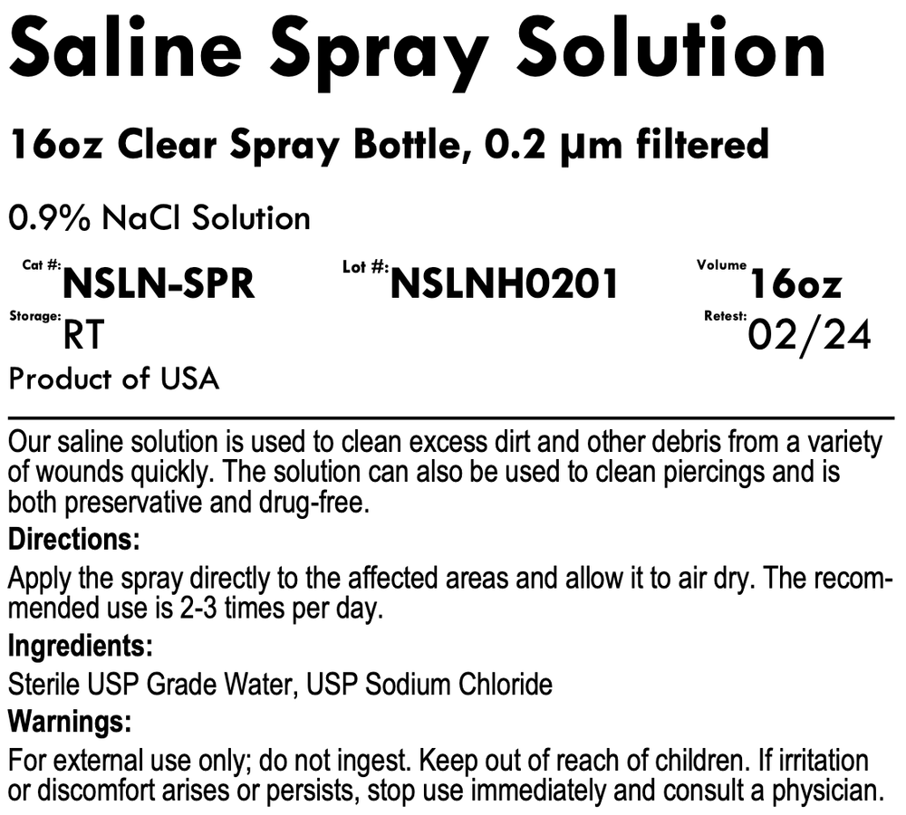 Saline Spray Solution - 16 oz - Sterile 0.9% NaCl Solution
