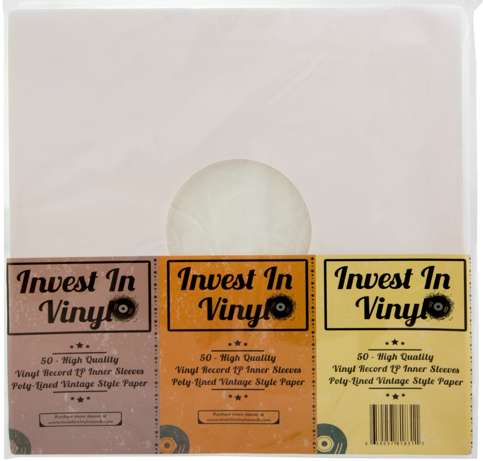 50 Poly Lined Paper Protective LP Inner Sleeves Vinyl Record Sleeves 33 rpm 12"