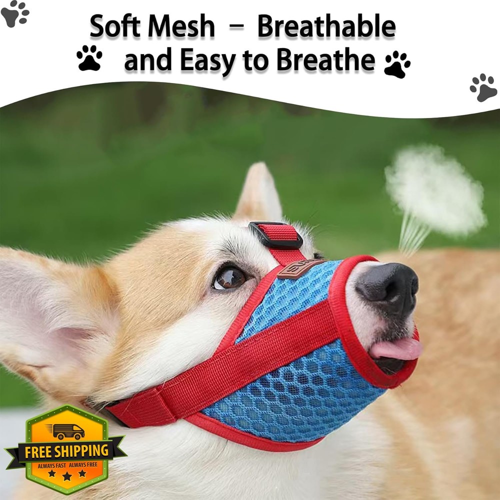Dog Basket Muzzle Small Red Blue Prevents Biting Chewing Panting