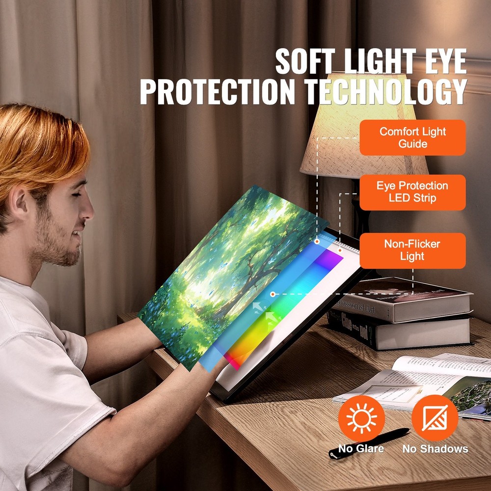 [New]]Light Board, A3 LED Light Pad with 6 Level Dimmable Brightness, Rechargeab