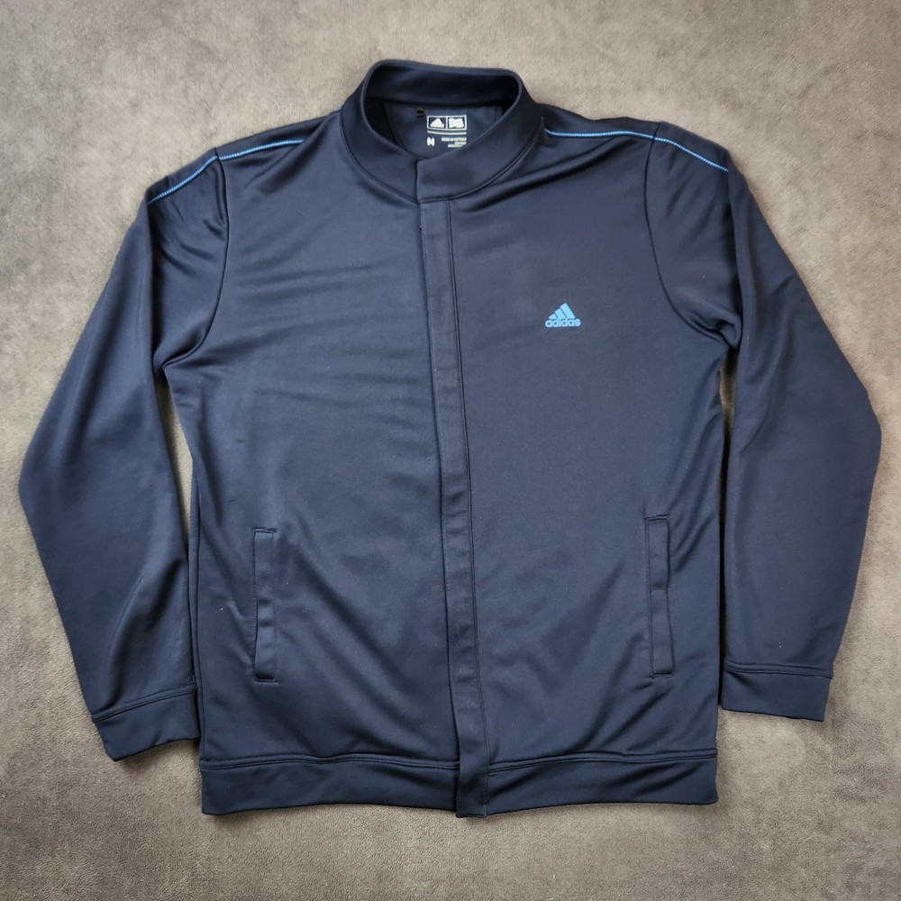 Adidas Golf Track Jacket Mens Medium Blue Full Zip Athletic Lightweight