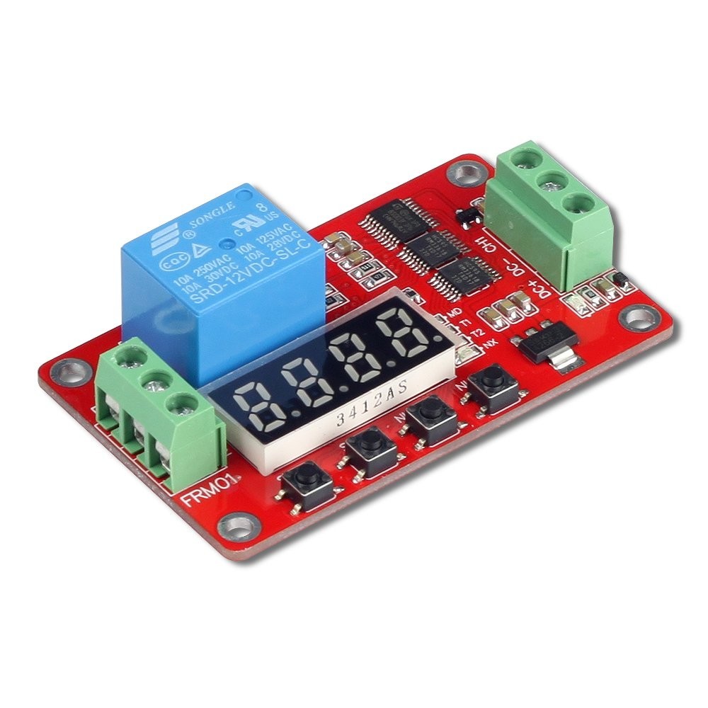 12V Programmable Timer Relay Module 18 Delay Modes Auto Control LED Display