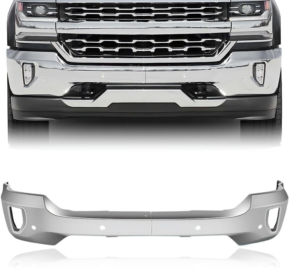 Chrome Steel Front Bumper For 2016-2018 Chevy Silverado 1500 w/Senser Holes