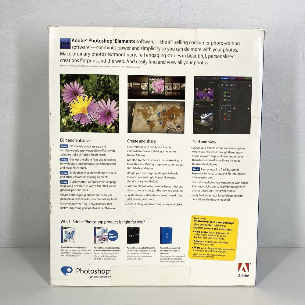 Adobe Photoshop Elements 7 Photo Editing Software CD For XP/Vista