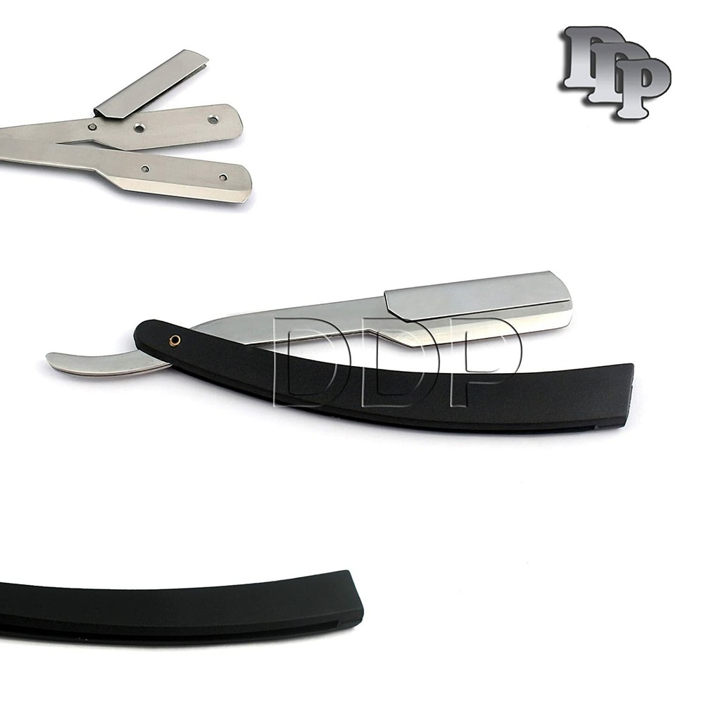 Straight Barber Razor Classic Shave Black Handle B-760