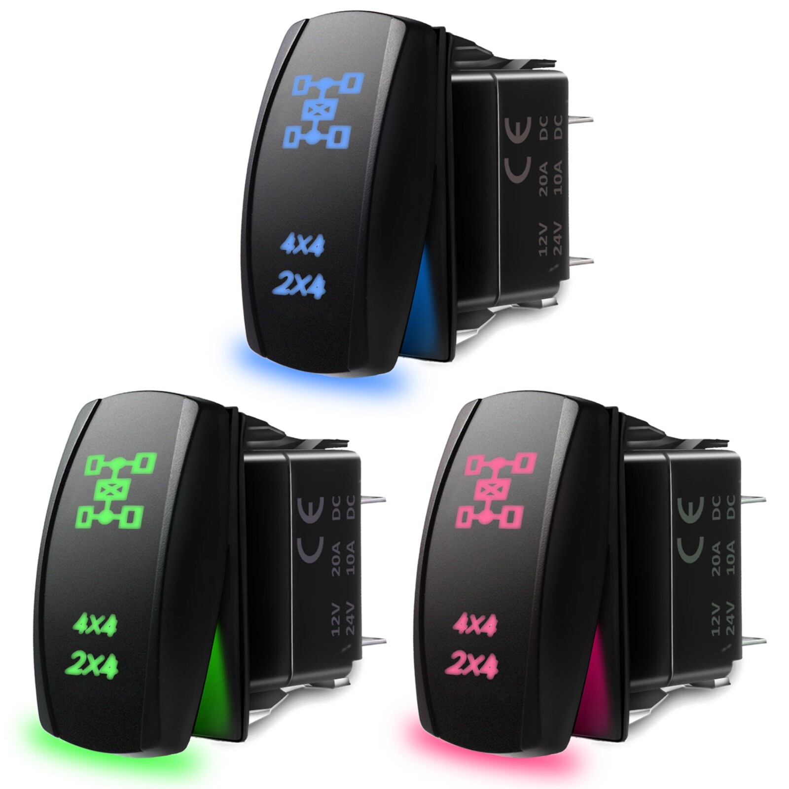 Blue/Red/Green Light Control Rocker Toggle Switch For ATV UTV ARB Carling Truck