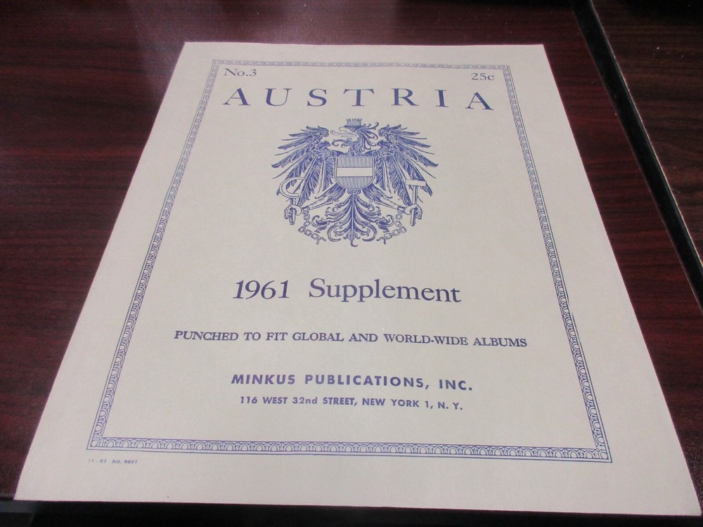 "MINKUS" 1961  SUPPLEMENT AUSTRIA  #3  W/FREE SHIPPING!!!
