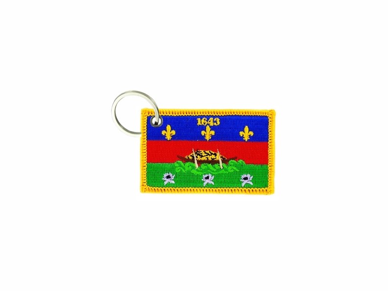 Keychain keyring embroidered embroidery patch double sided flag guyane