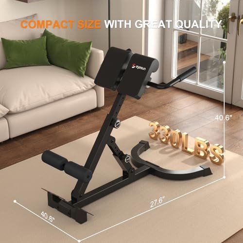 Roman Chair,Foldable Back Extension Machine,Adjustable Ab Back Extension Black