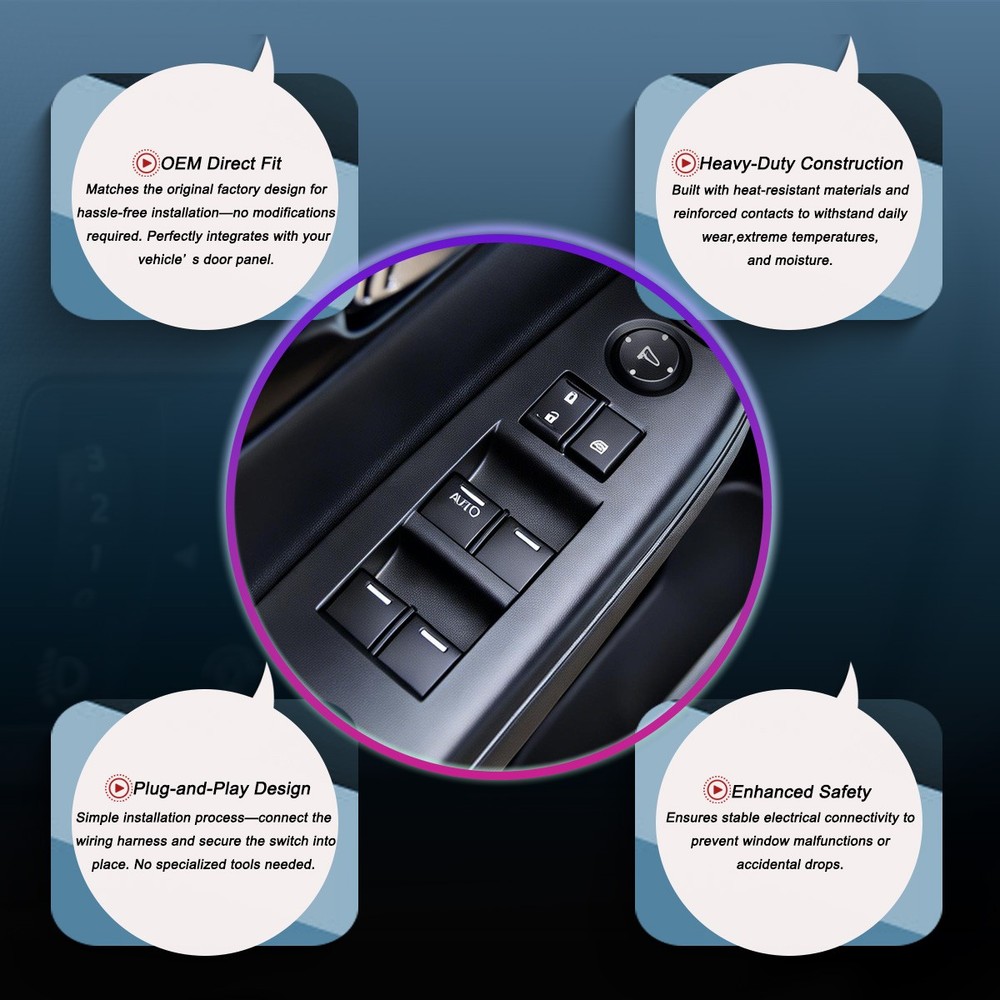 Master Power Window Control Switch For Honda Accord 2008-2012 Front Left Driver