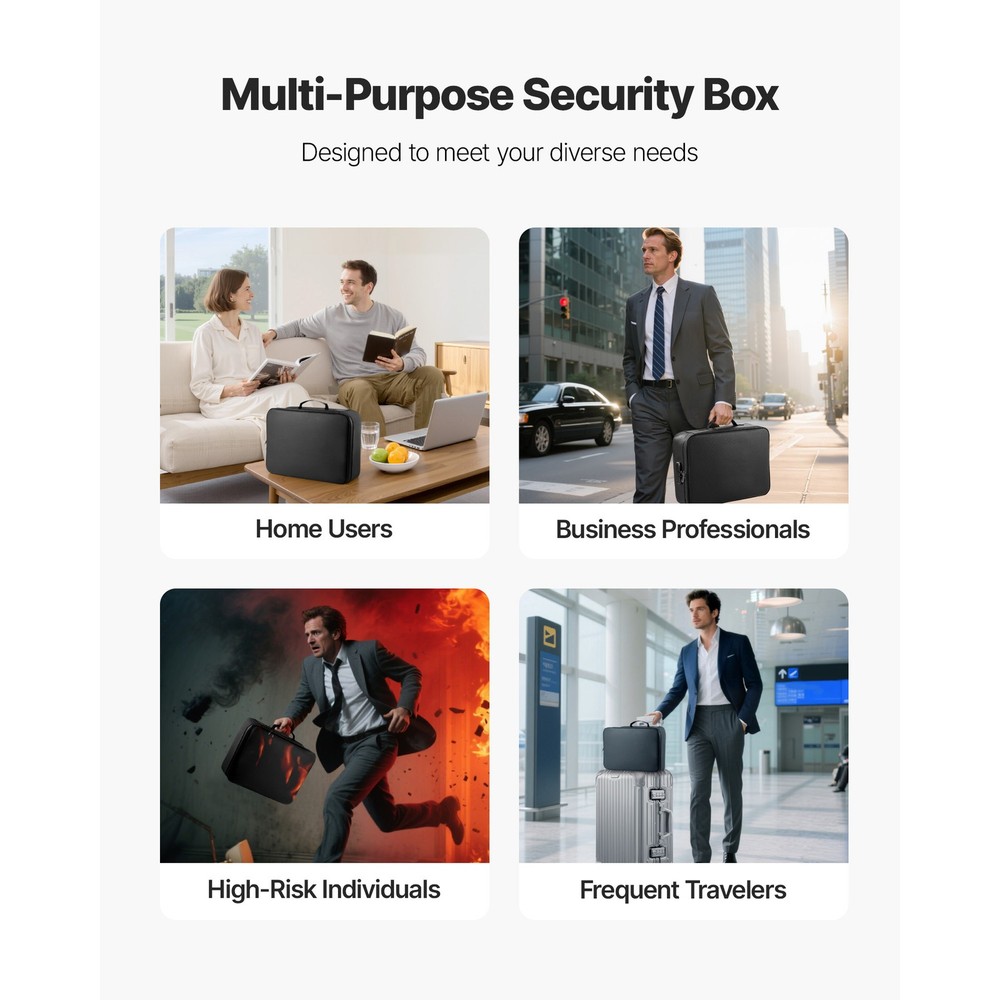 Uimoso Fireproof Document Storage Box 1832℉ Multi-Layer File Organizer with Lock