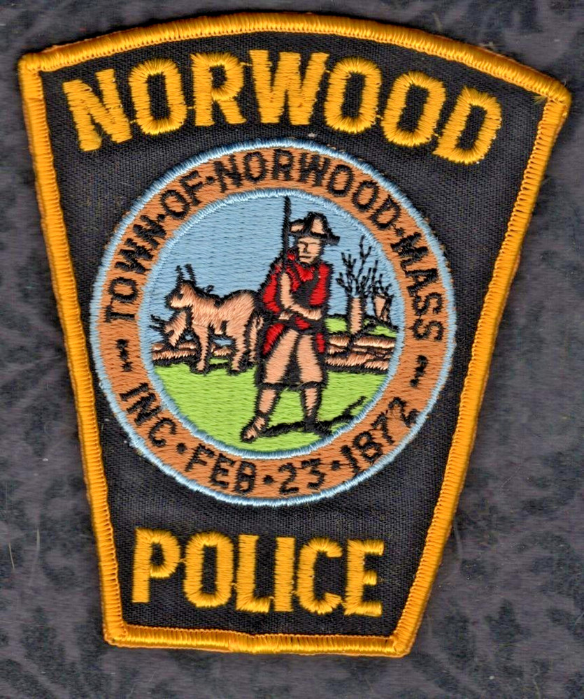 Norwood Massachusetts Police Shoulder Patch = Read " Item Condition