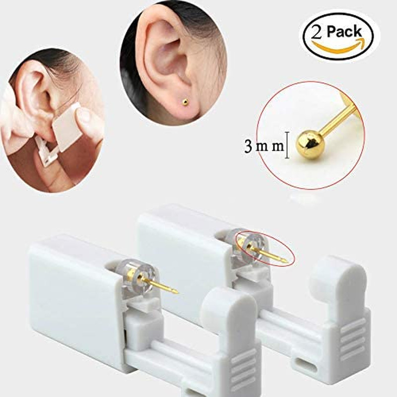 2 Pack Self Ear Piercing Gun EarringDisposable Piercing Kit No Pain Easy Use ...