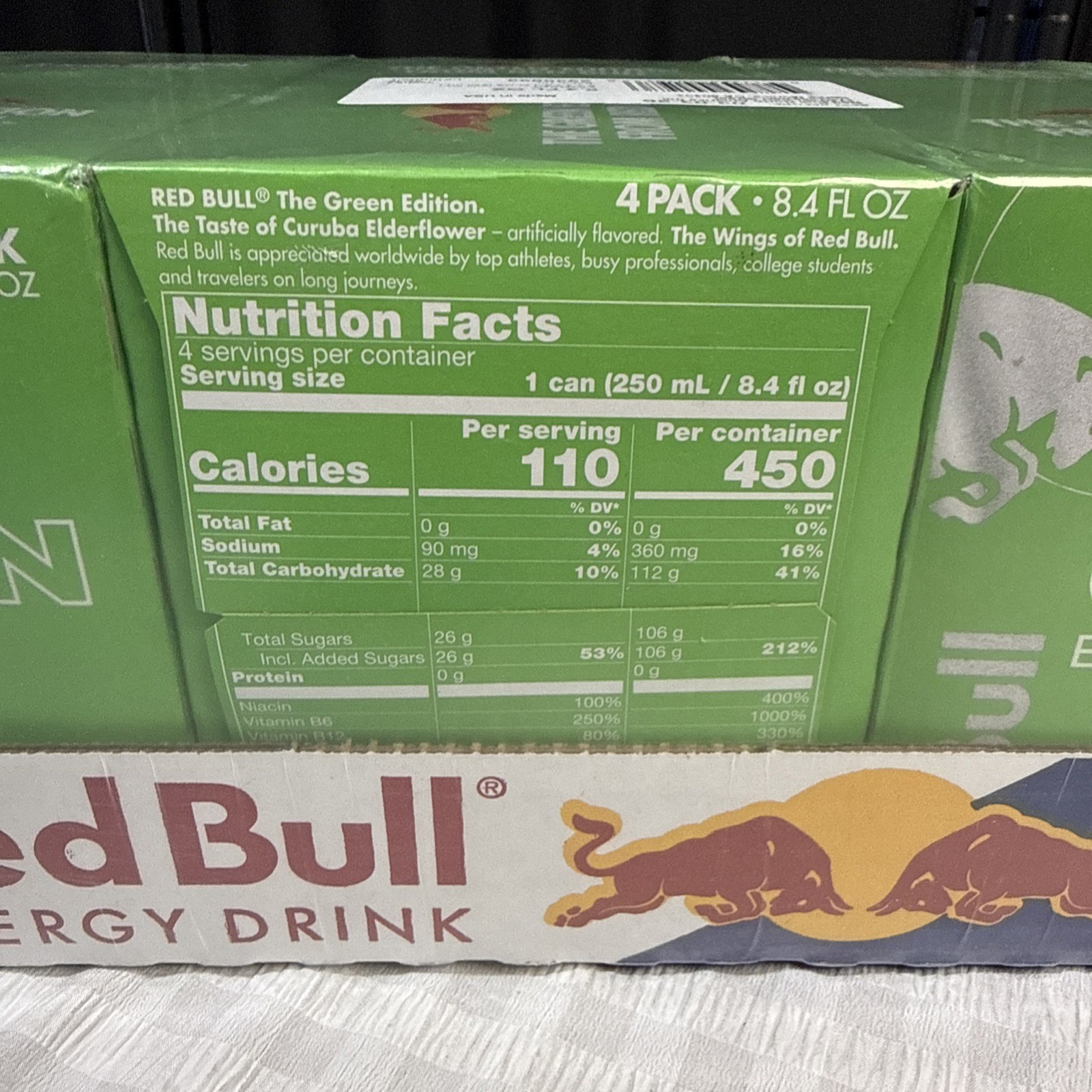 Red Bull Green Edition Energy Drink 8 oz., 6 Packs of 4 Cans (Pack of 24)