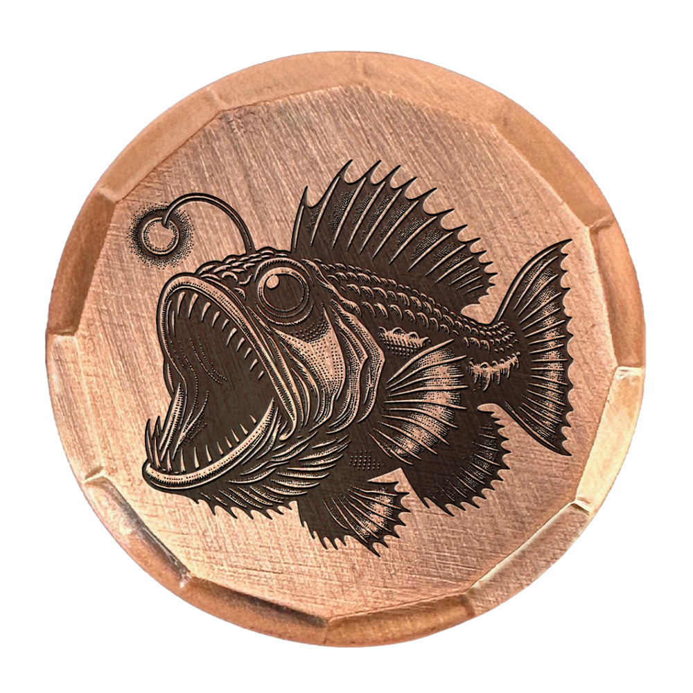 Anglerfish Embossed Copper Golf Ball Marker by Sunfish