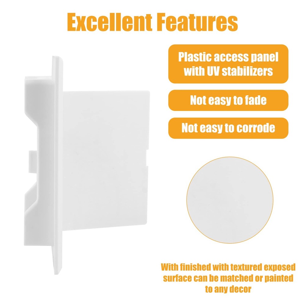 4x4 Inch Plastic Access Panel for Drywall Removable Hinged Door White