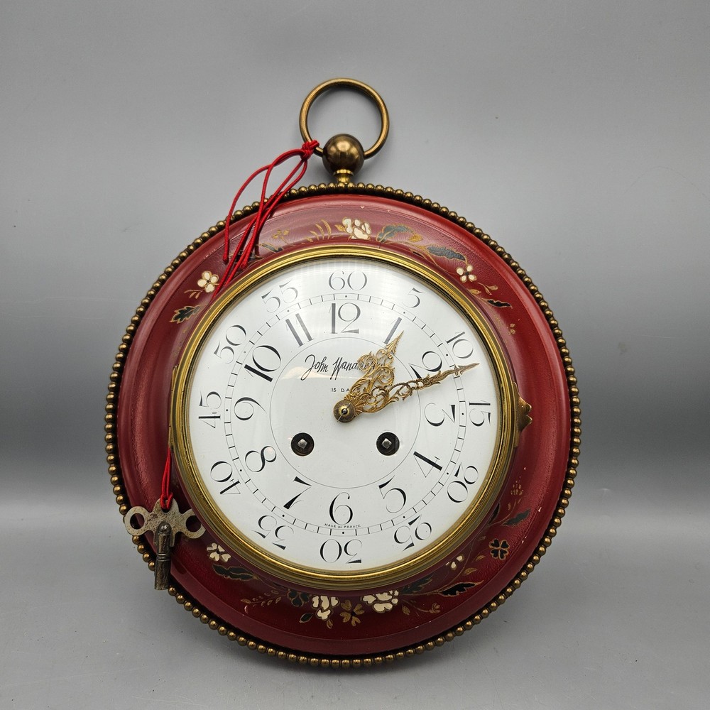 John Wanamaker Red Tole Wall Clock