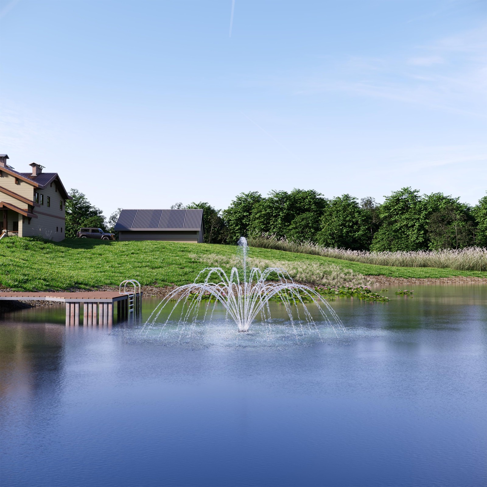 HQUA-FS02 120V, 1/4HP, OD(φ) 32” Large Pond Floating Fountain with 9000 GPH