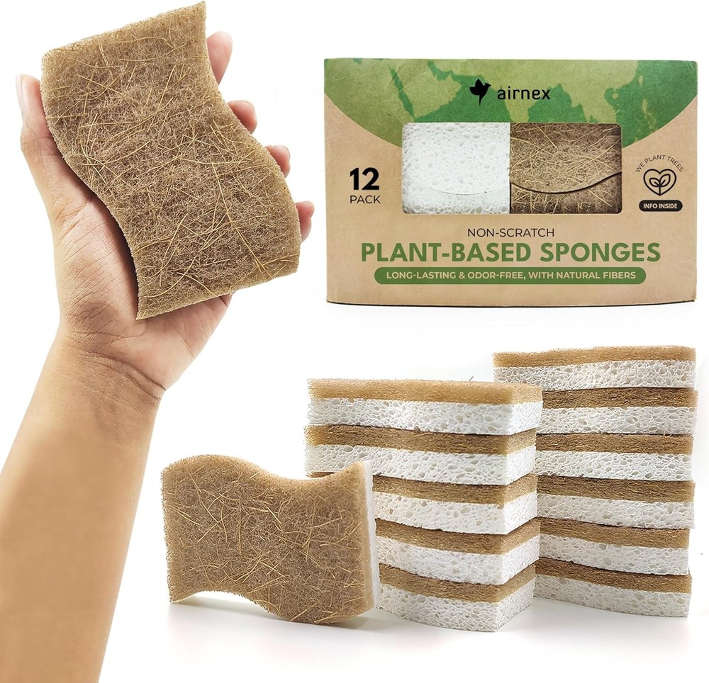 Biodegradable Natural Sponge - Compostable Cellulose & Coconut Walnut 6/12/24 ct