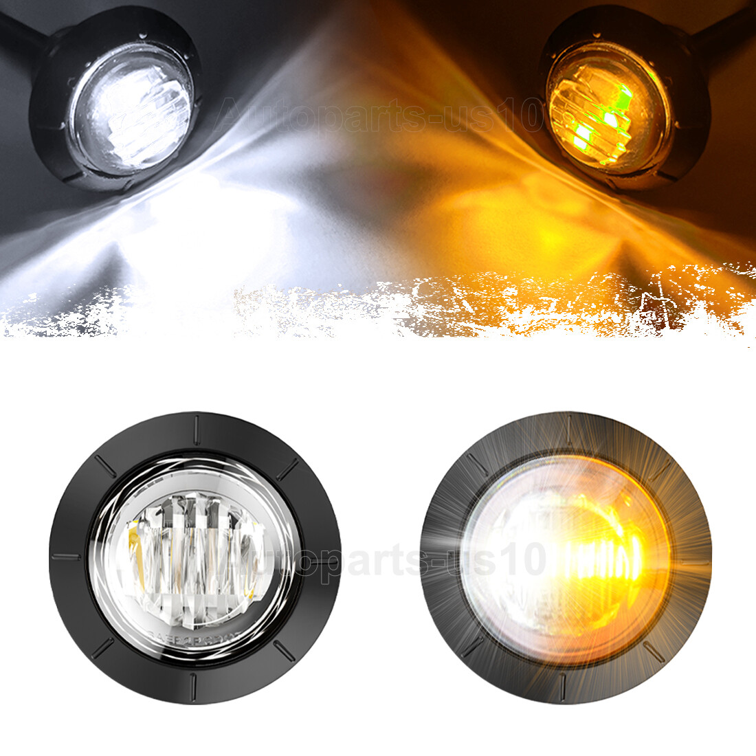 Dual Color LED Marker Lights Round 3/4"Truck Trailer Side Clearance Light Bullet