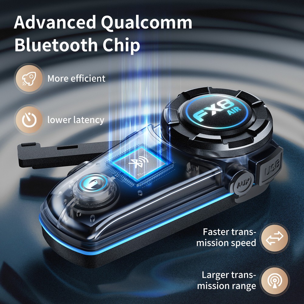 FX8 AIR Motorcycle Bluetooth Headset Helmet Intercom 1000m 2-Way Communication