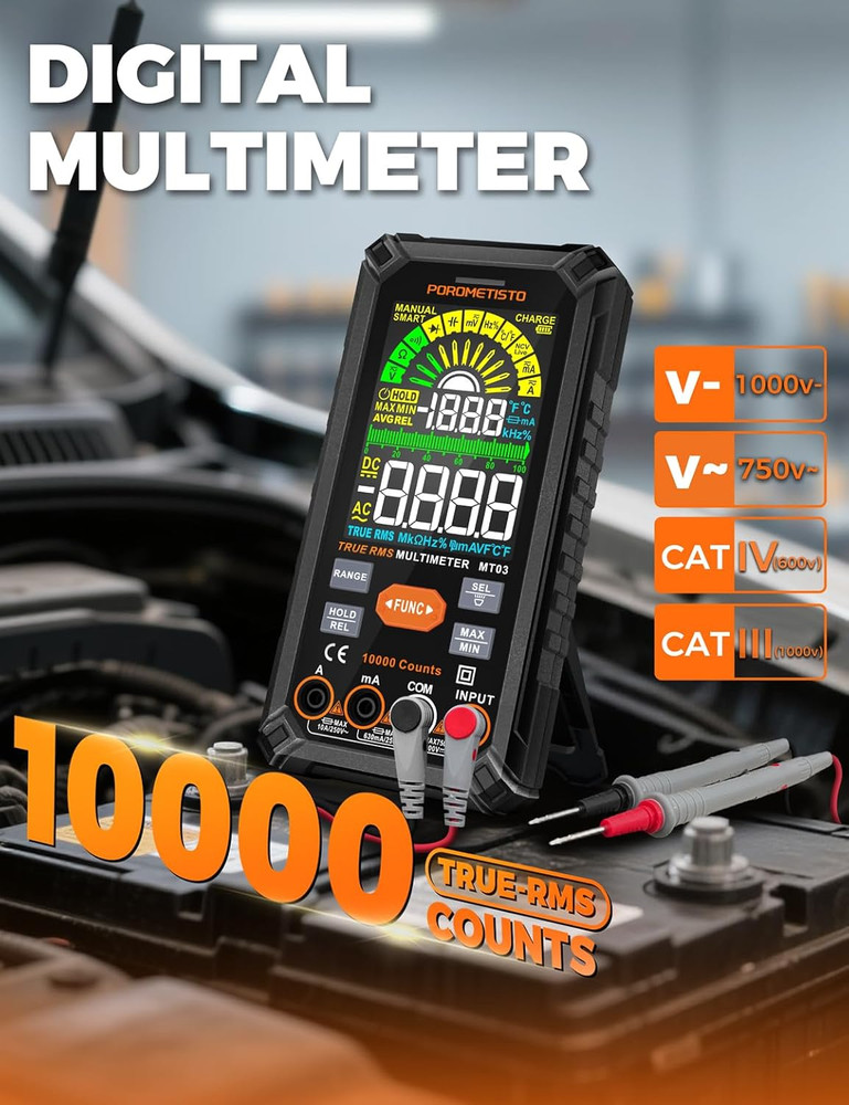 Digital Multimeter Tester 10000 Counts, Smart Multimeter Rechargeable, Auto-Rang