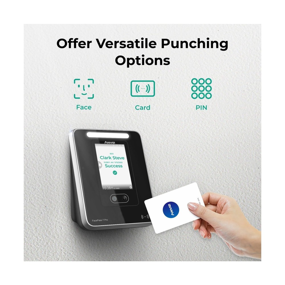 ANVIZ FacePass 7 Pro Cloud-Based Time Clock with Face, RFID, PIN - Free Cloud...