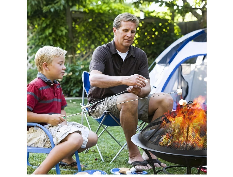 Fire Pit Spark Screen, Outdoor 27 Inch Round Fire Pit Screen with Foldable Hook