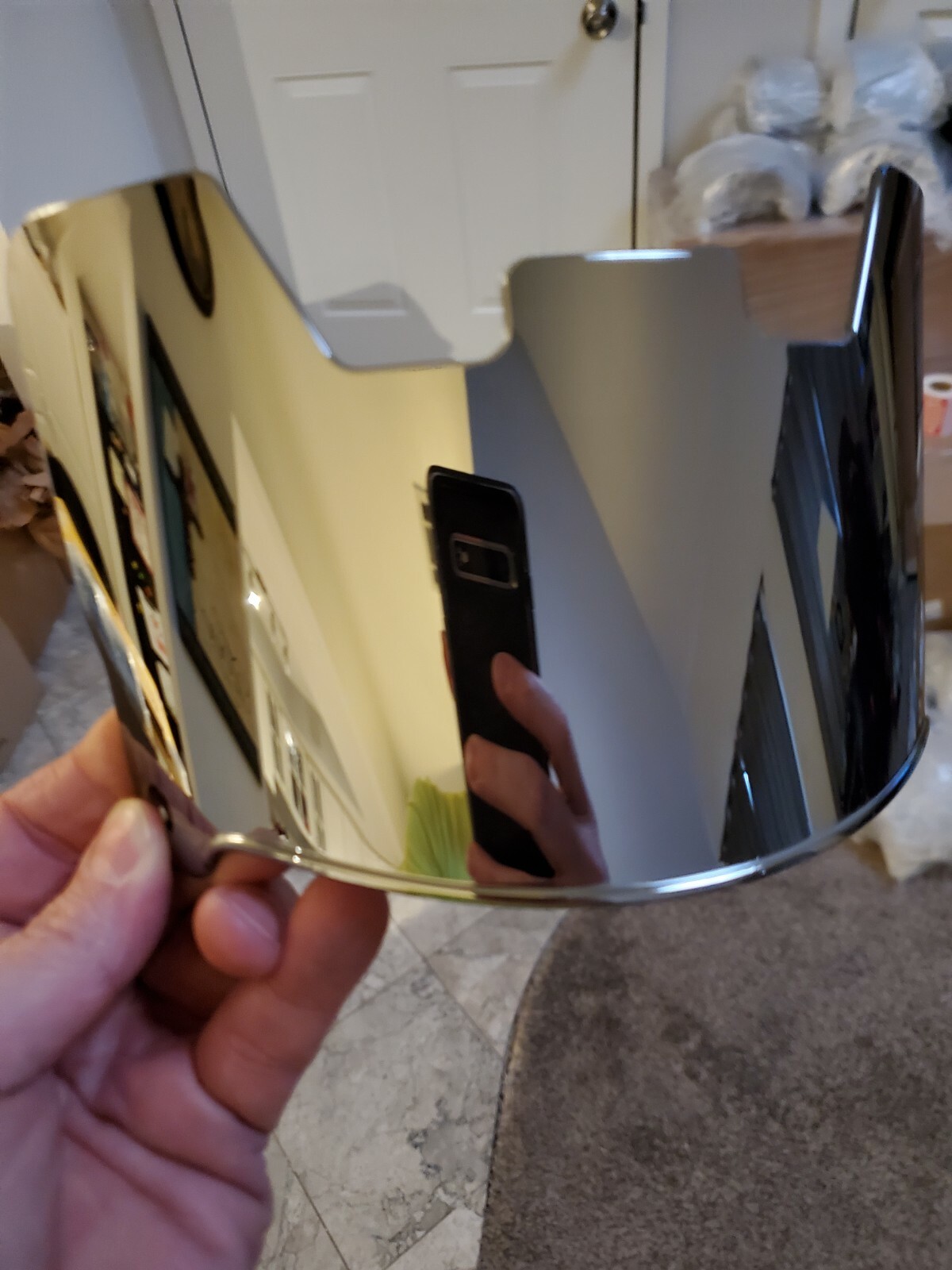 SILVER/CHROME Full Size Football Helmet Visor, Eye Shield With Quick Clips