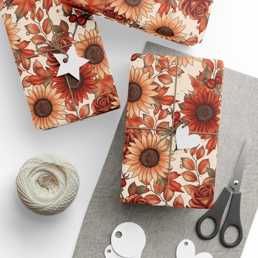 Autumn Fall Flowers Wrapping Papers